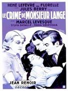 Crime de Monsieur Lange, Le - French Movie Poster (xs thumbnail)