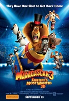 Madagascar 3: Europe&#039;s Most Wanted - Australian Movie Poster (xs thumbnail)