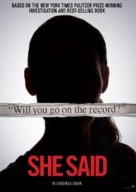 She Said - Norwegian Movie Poster (xs thumbnail)