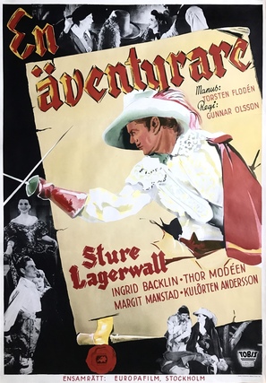 En &auml;ventyrare - Swedish Movie Poster (thumbnail)