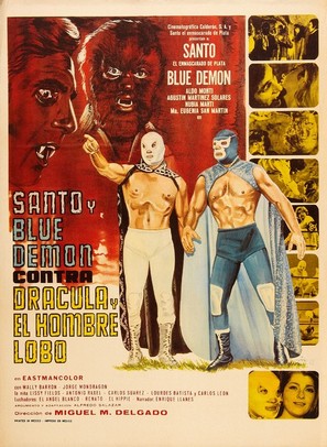 Santo y Blue Demon vs Dr&aacute;cula y el Hombre Lobo - Mexican Movie Poster (thumbnail)
