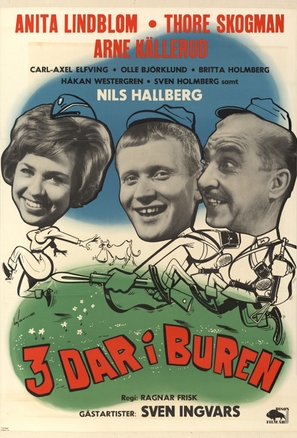 Tre dar i buren - Swedish Movie Poster (thumbnail)