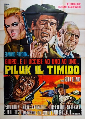 Giur&ograve;... e li uccise ad uno ad uno... Piluk il timido - Italian Movie Poster (thumbnail)