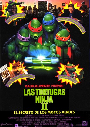Teenage Mutant Ninja Turtles II: The Secret of the Ooze - Spanish Movie Poster (thumbnail)