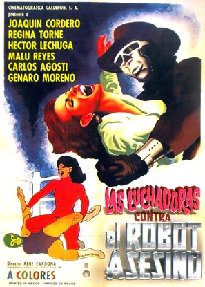 Las luchadoras vs el robot asesino - Mexican Movie Poster (thumbnail)