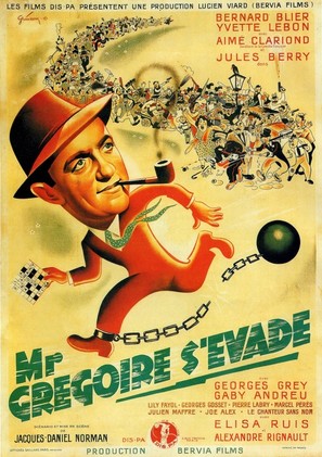 Monsieur Gr&eacute;goire s&#039;&eacute;vade - French Movie Poster (thumbnail)
