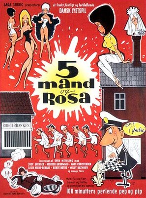 Fem mand og Rosa - Danish Movie Poster (thumbnail)