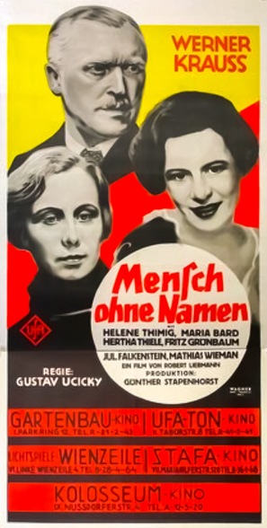 Mensch ohne Namen - German Movie Poster (thumbnail)