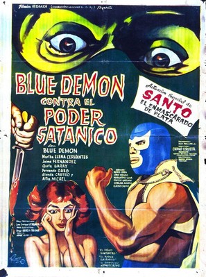 Blue Demon vs. el poder sat&aacute;nico - Mexican Movie Poster (thumbnail)