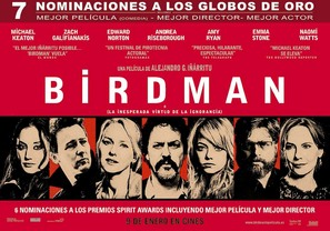 Birdman or (The Unexpected Virtue of Ignorance) - Spanish Movie Poster (thumbnail)