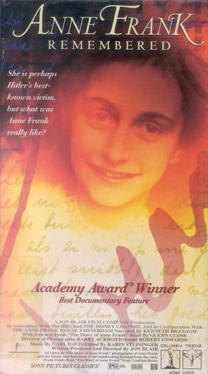 Anne Frank Remembered - VHS movie cover (thumbnail)