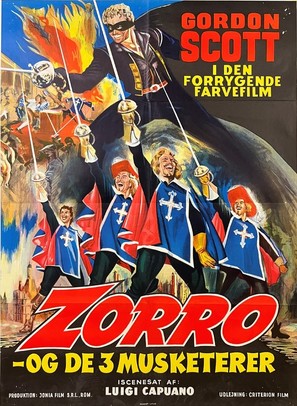 Zorro e i tre moschiettieri - Danish Movie Poster (thumbnail)