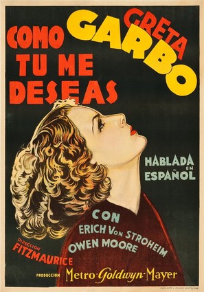 As You Desire Me - Spanish Movie Poster (thumbnail)