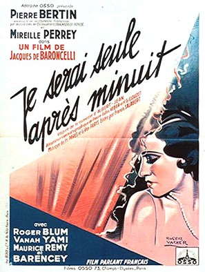 Je serai seule apr&egrave;s minuit - French Movie Poster (thumbnail)
