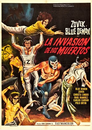 Blue Demon y Zovek en La invasi&oacute;n de los muertos - Mexican Movie Poster (thumbnail)