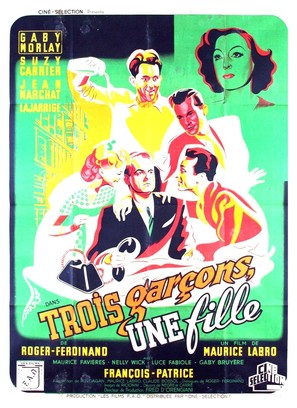 Trois gar&ccedil;ons, une fille - French Movie Poster (thumbnail)