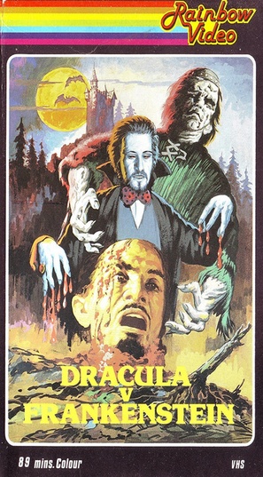 Dracula Vs. Frankenstein - British VHS movie cover (thumbnail)