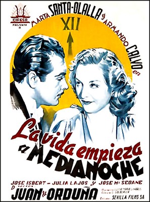 La vida empieza a medianoche - Spanish Movie Poster (thumbnail)