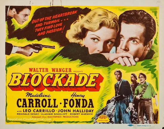 Blockade Henry Fonda vintage movie poster